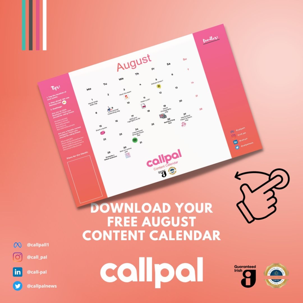 FREE AUGUST CONTENT CALENDAR