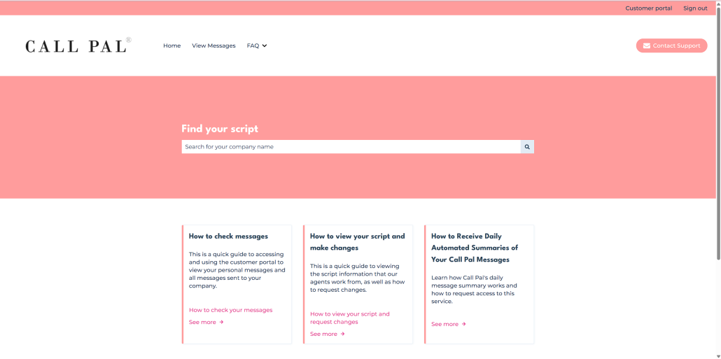 Customer portal script page
